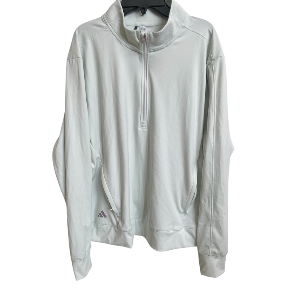 EUC Adidas Light Sage Quarter Zip Pullover w/ Zip Pockets (L)